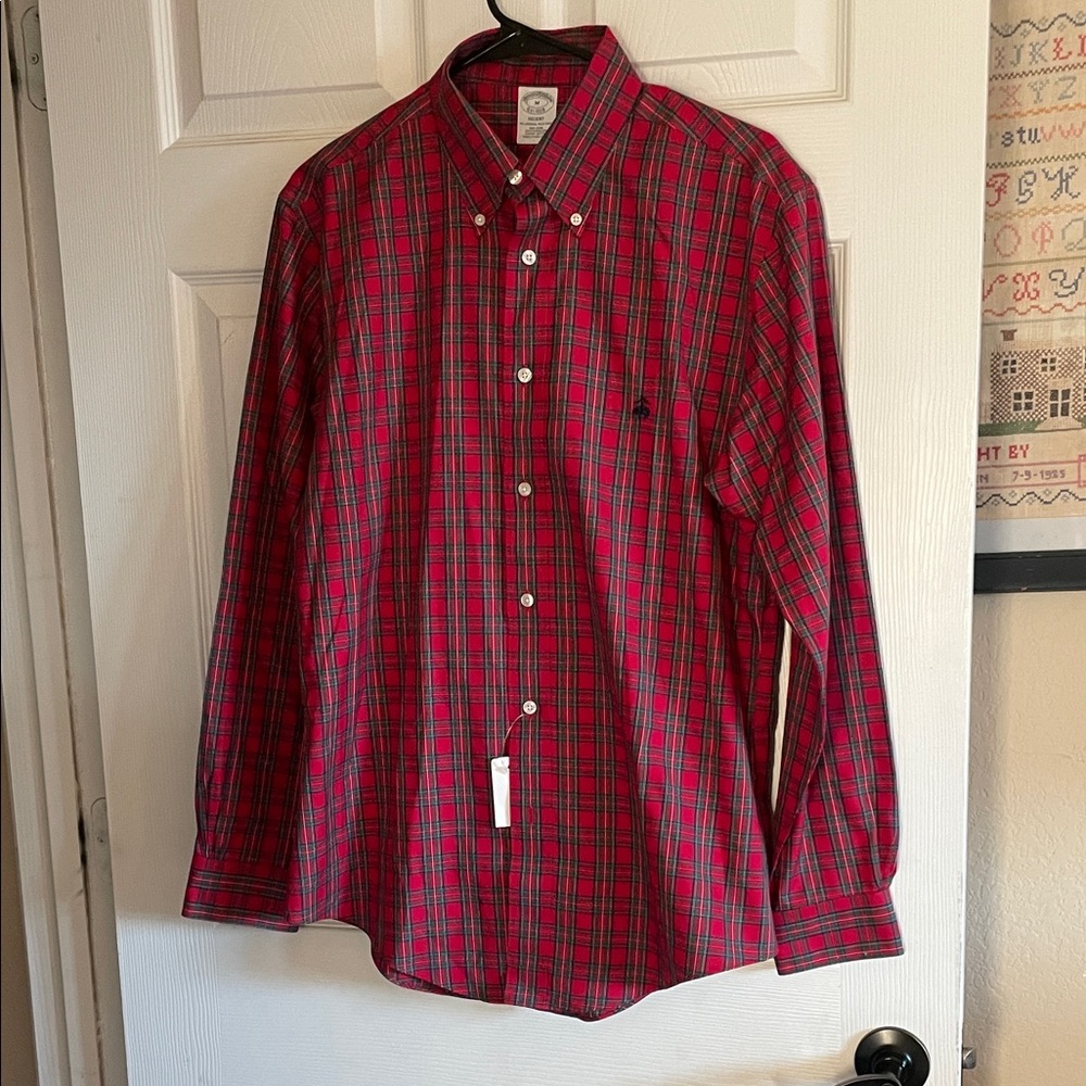 Brooks brothers plaid button down shirt, red, green, blue, size medium